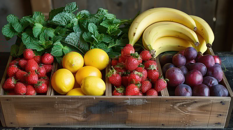 Spring vegetables and fruits